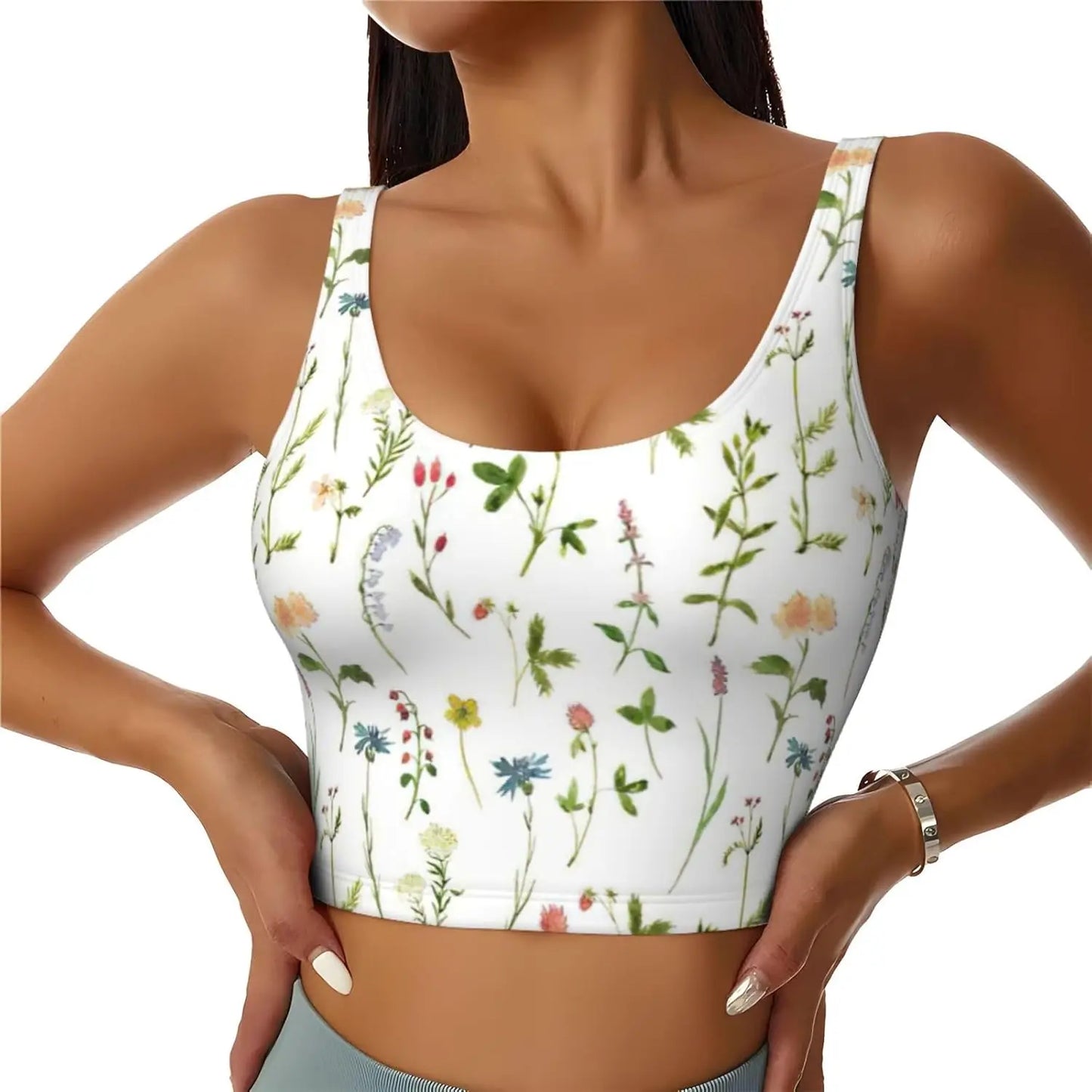 Season Watercolors of Herbs Flowers Print Winter Fashion Women Sports Vest Yoga Workout Vest for Women Lightweight Summer - Colouronova