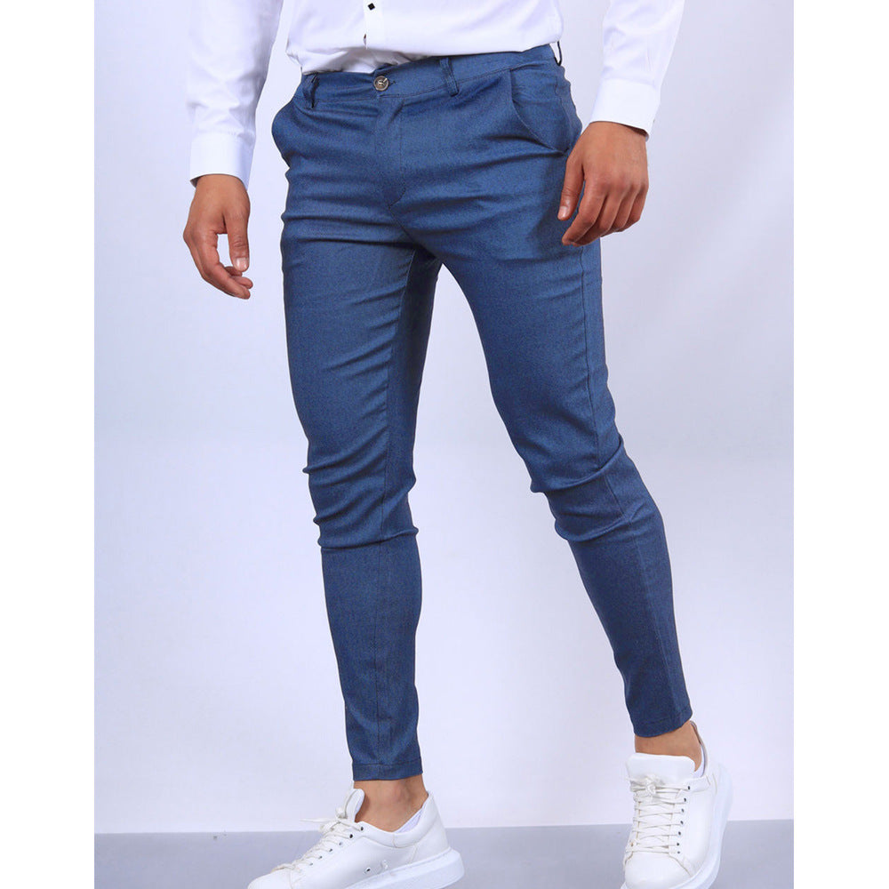 Men's Solid Color Texture Casual Foot Dress Pants Colouronova