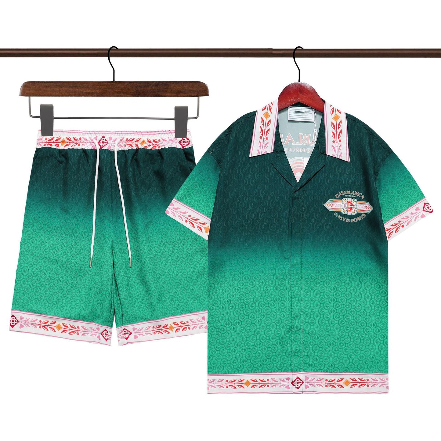 Men's Summer Striped Print Casual Shirt and Shorts Set Colouronova
