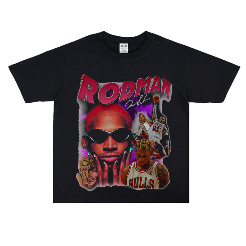 Vintage Basketball Player Print Cotton T-Shirt Colouronova