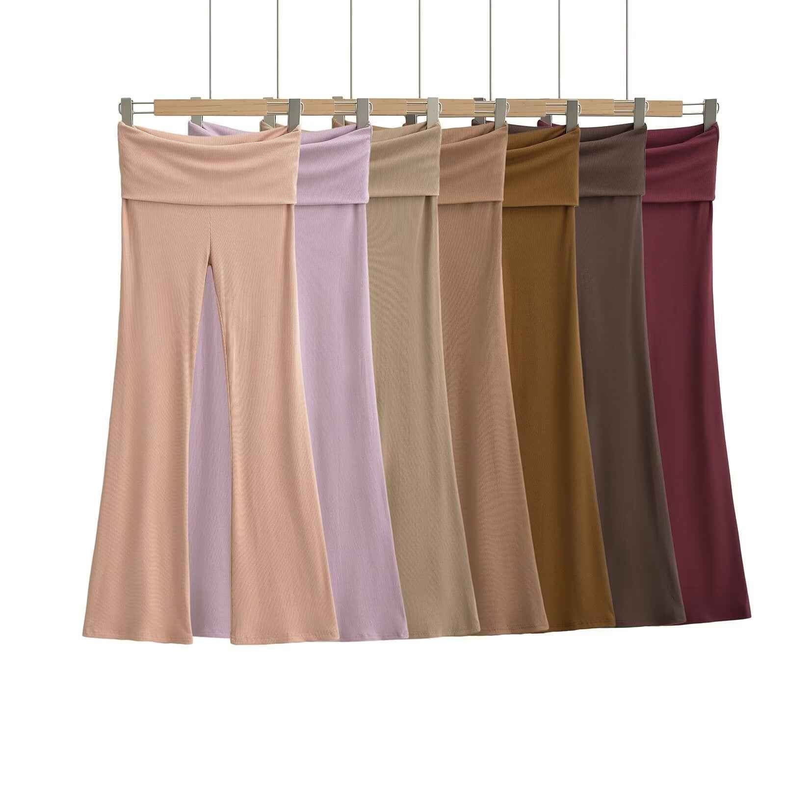 Women's Double Waist Flared Sports Pants