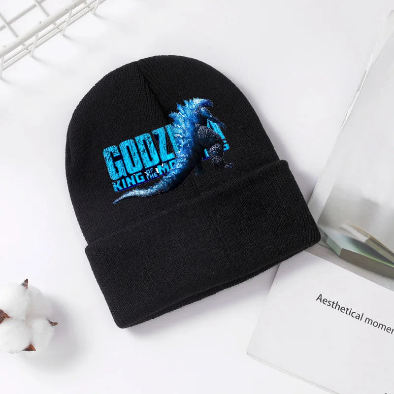 Godzilla Knitted Hat Winter Spring Cool Men Boys Kid Cap Anime Printed Brimless Bonnets Warm Comfortable Beanies Baby Party Gift - Colouronova