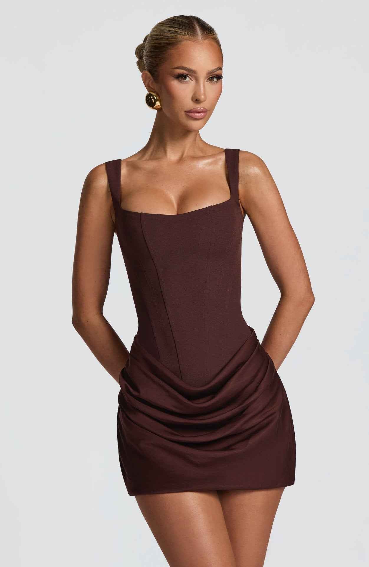 Elegant Pleated Vest Dress