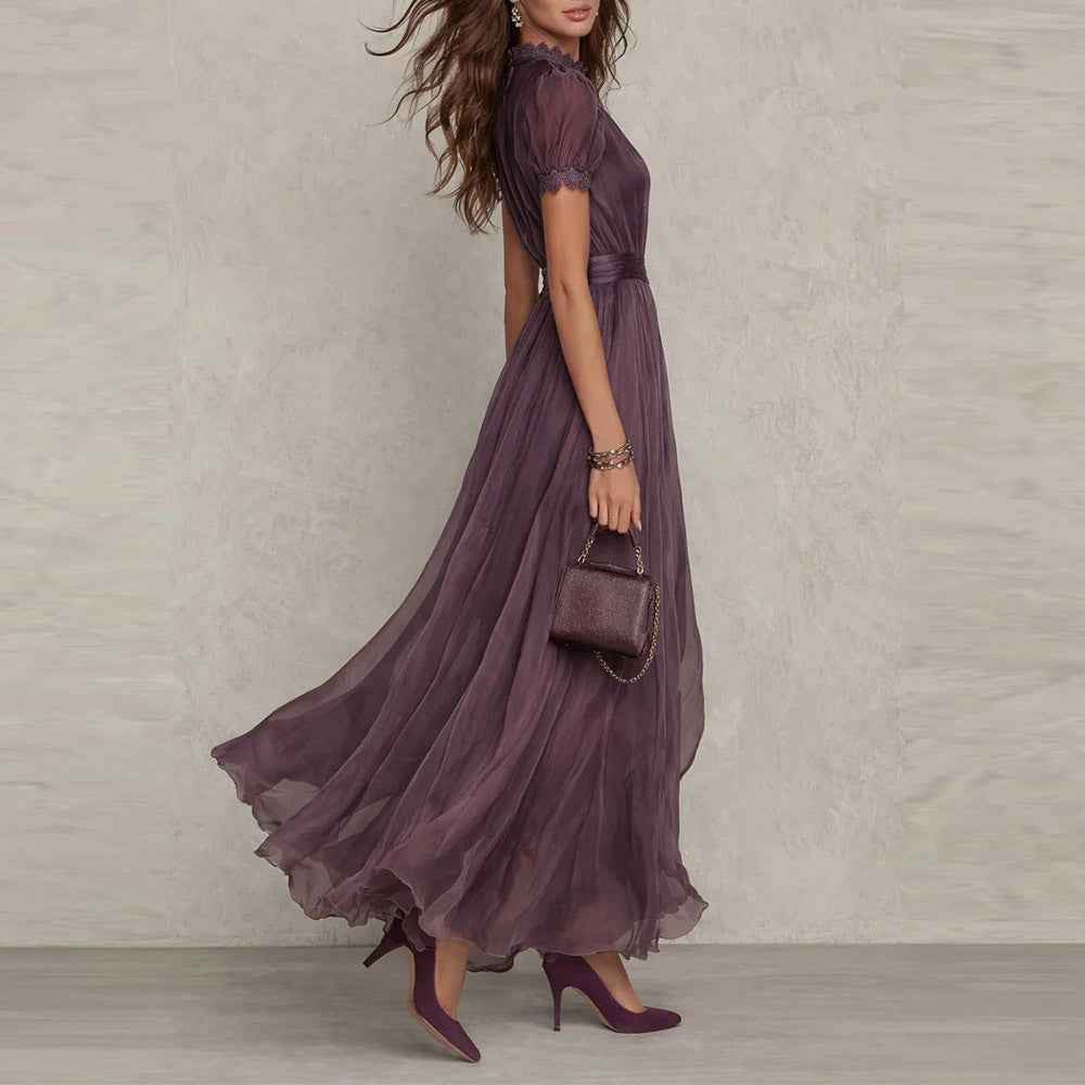 V-Neck Ruffle Flared Dress
