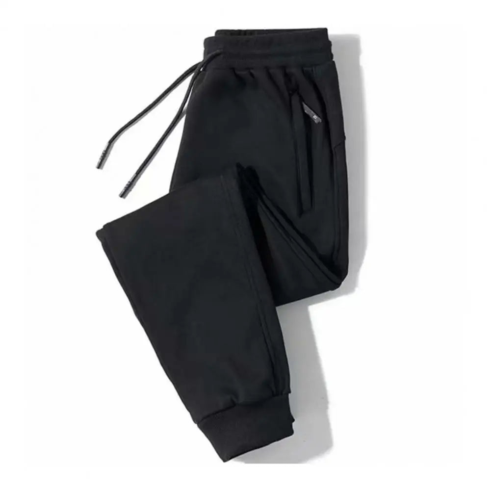 Winter Pants for Men Men's Thick Fleece-lined Jogger Pants with Zippered Pockets for Winter Outings Sports Warm Loose for Autumn - Colouronova