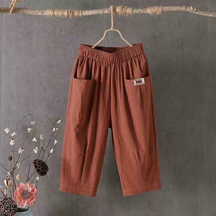 Women's cotton and linen capri pants
