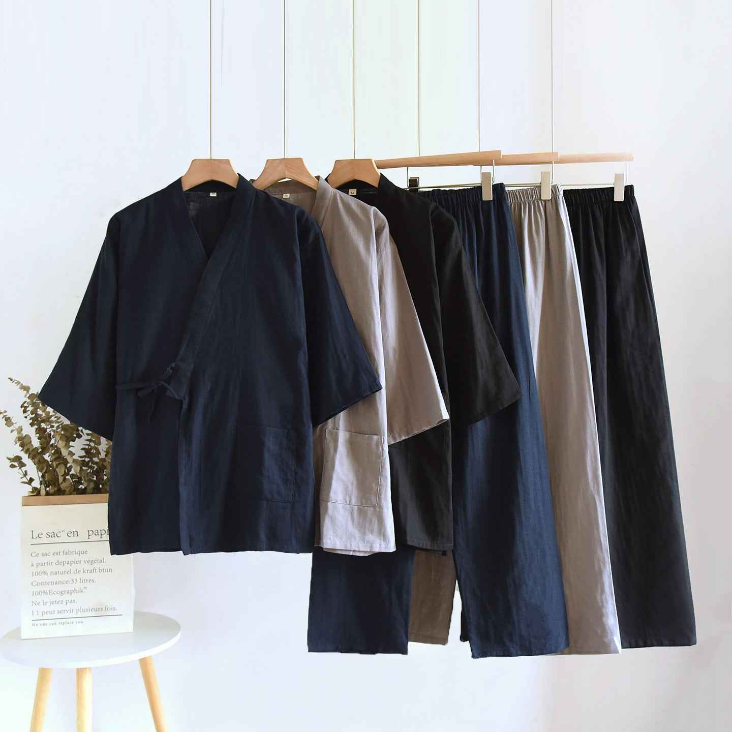 gauze tie-up loungewear set