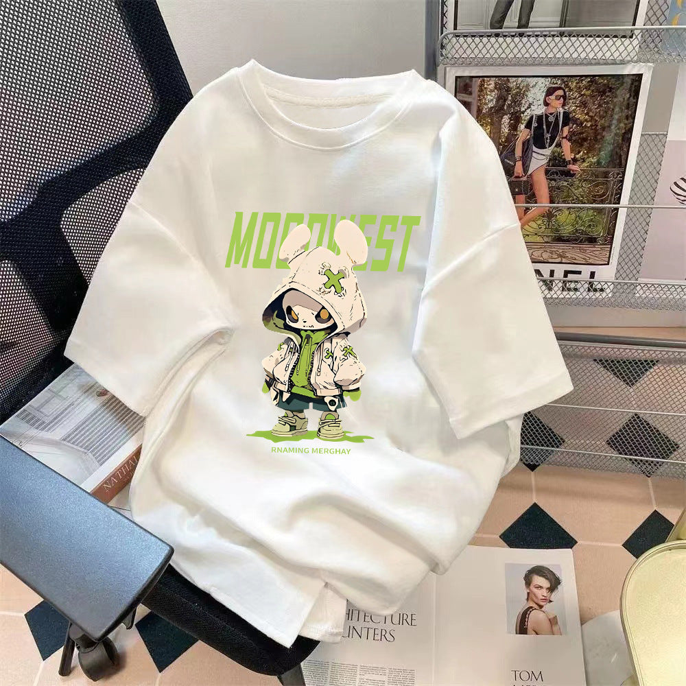Trendy Summer Bear Print Loose T-Shirt Colouronova