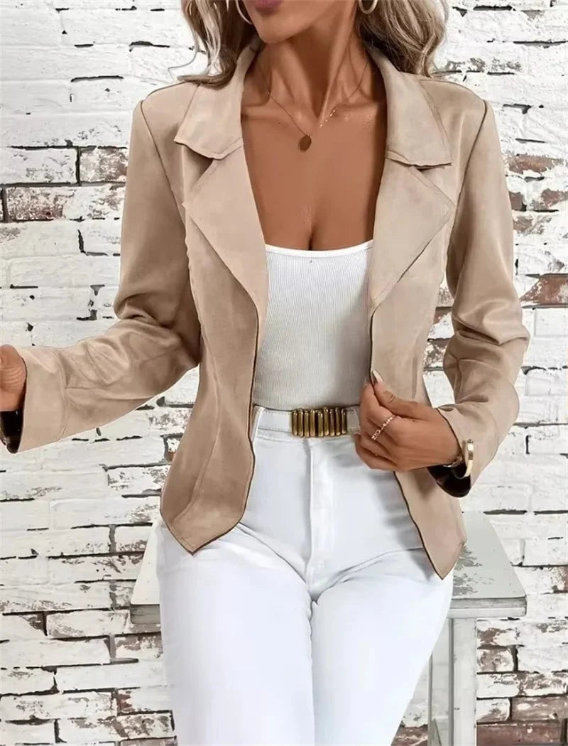 Casual Temperament Slim Women's Jacket Long Sleeve Cardigan Commuting Autumn New Female Street Fashion Turn-down Collar Coat Top - Colouronova