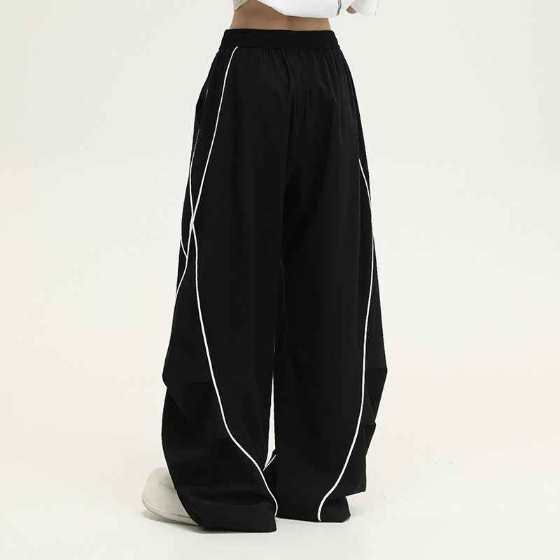 American-style patchwork wide-leg pants