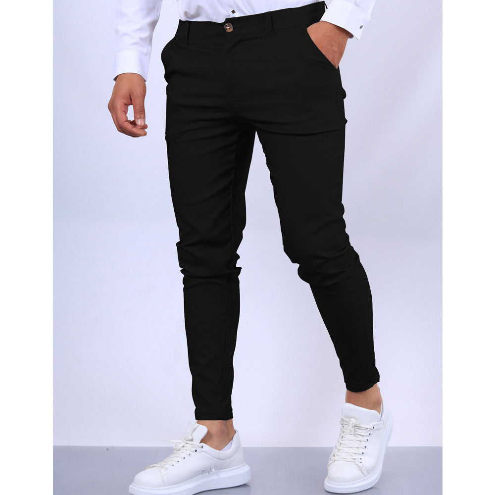 Men's Solid Color Texture Casual Foot Dress Pants Colouronova