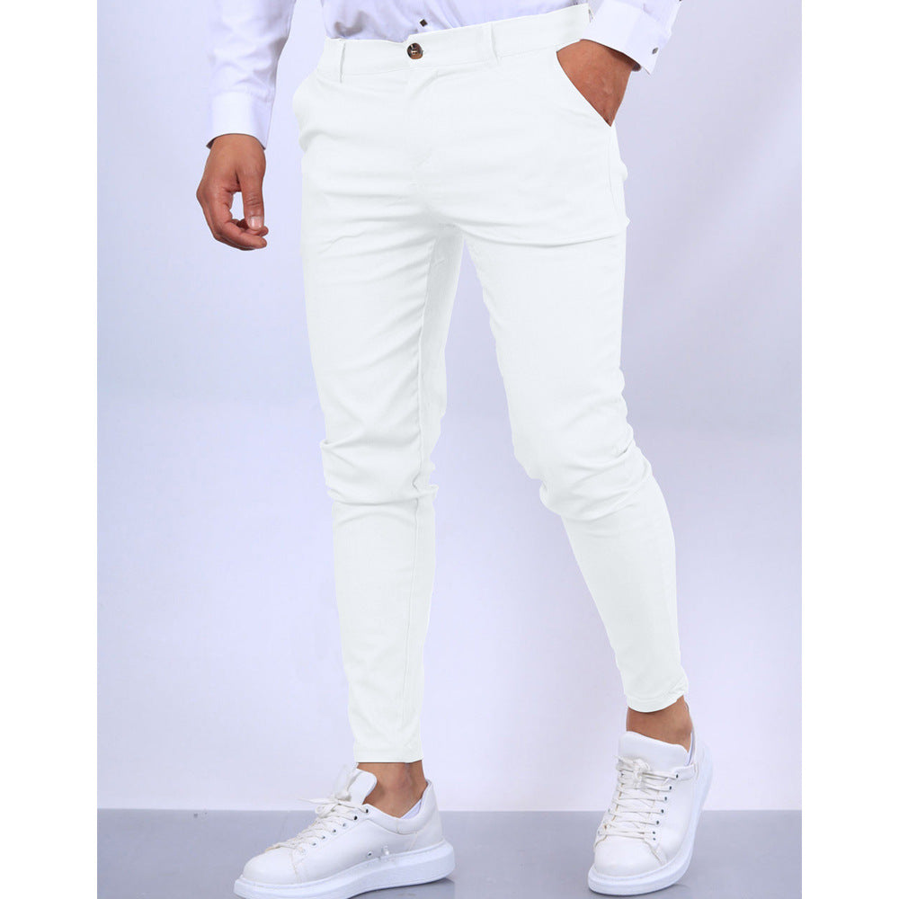 Men's Solid Color Texture Casual Foot Dress Pants Colouronova