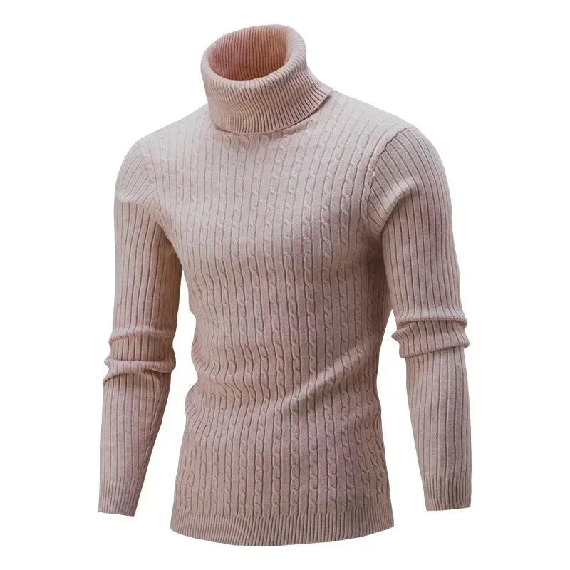 2025 Men's Warm Knitted Sweater Turtleneck Sold  Knitting Pullovers Tops Knitted Sweater Male Jumper All Match Casual Sweater Colouronova