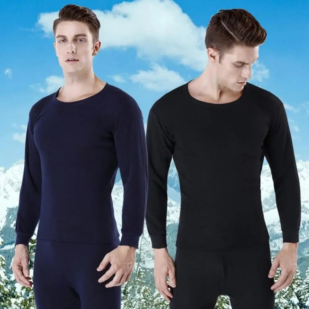 Winter Thermal Underwear Set Men Warm Thick Fleece Long Johns Tops Man Thermal T Shirts Bottom Pants Suit Thermal Pajamas Set - Colouronova