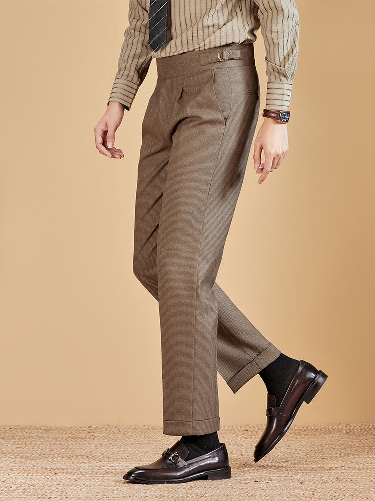 Single-Pleat Adjustable Suit Pants Colouronova