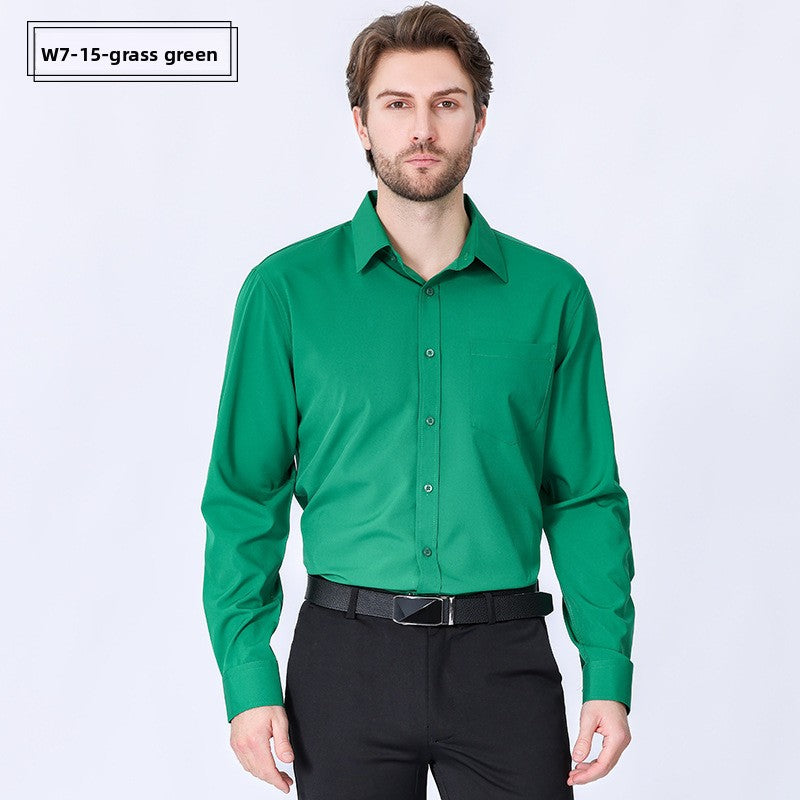 Men's Long-Sleeve Anti-Wrinkle Business Casual Shirt Colouronova
