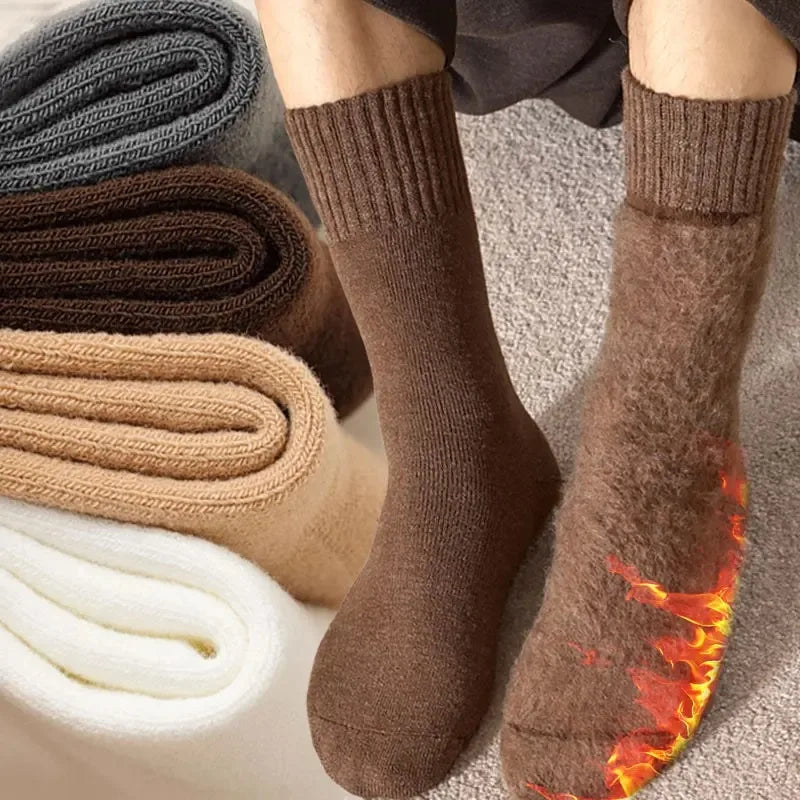 1/3Pairs Winter Warm Thicken Socks Fleece Lined Plush Warm High Tube Long Socks Solid Color Cold Weather Women Men Comfortable - Colouronova