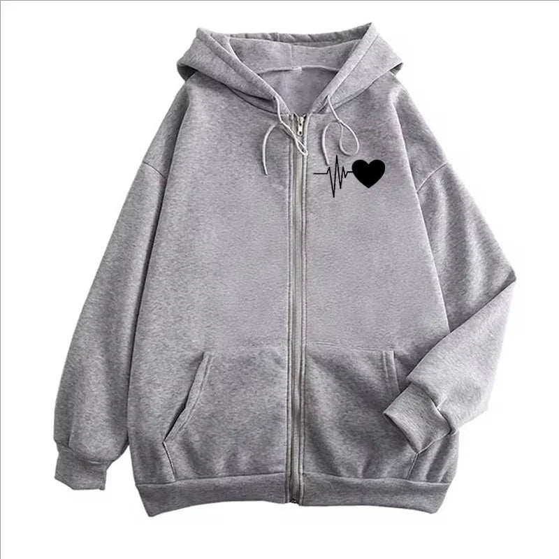 Versatile Women Zipper Hoodie Fall Winter Casual Women Sports Fitness Jacket Coat Simple Fashion Fleece Long Sleeve Sweatshirts - Colouronova