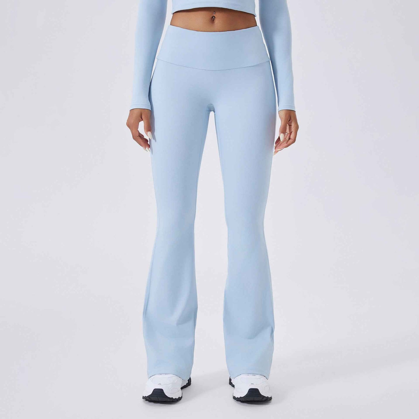 Low-Waist Flared Yoga Pants with Brushed Texture