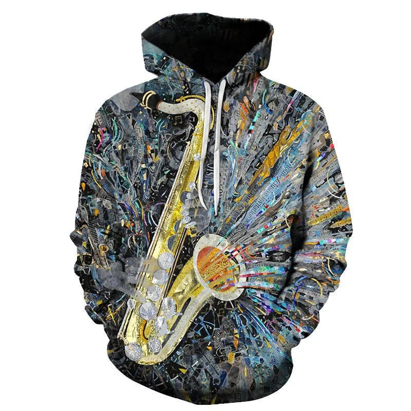 Rock DJ Concert Musical Instrument Note Violin Microphone 3D Print hoodies Men/Women Tracksuit autumn and winter funny Clothes Colouronova