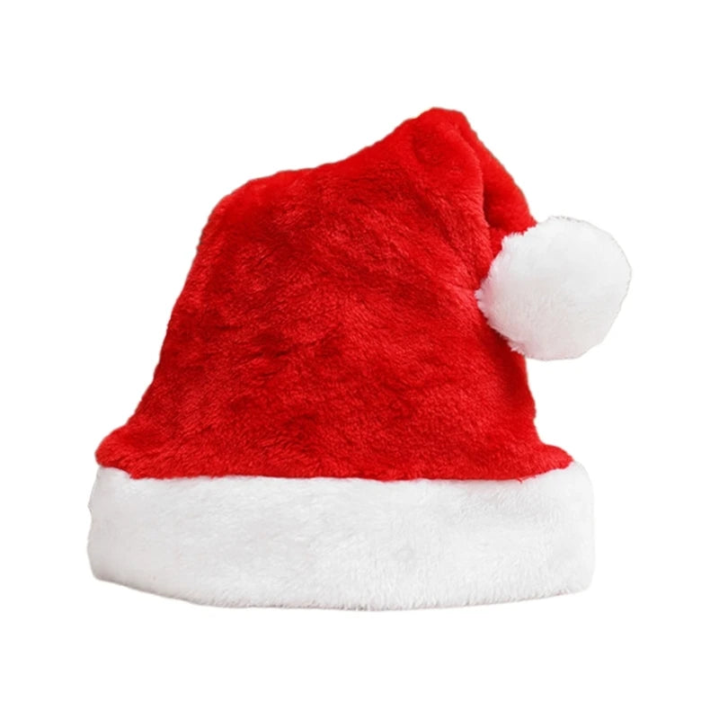 X90F Carnival Santa Claus Thicken Beanie with Pompom Multi Color Adult Warm Velvet Christmas Hats for Women Men Kids Gift - Colouronova
