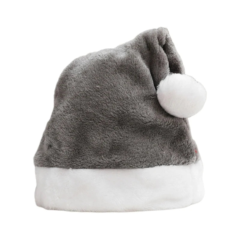 X90F Carnival Santa Claus Thicken Beanie with Pompom Multi Color Adult Warm Velvet Christmas Hats for Women Men Kids Gift - Colouronova