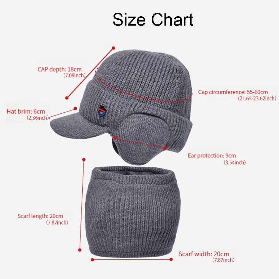 KoKossi 2Pcs Knitted Cap and Scarf Sets Ear Protection Solid-Color Beanies Hat Outdoor Windproof Versatile Scarves Mask Kit - Colouronova