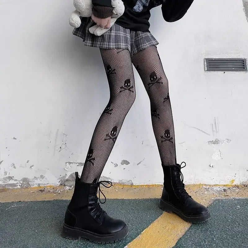 Sexy Women Long Hollow Out Fishnet Stocking Sweet Over Knee Long Socks Girls Lolita Jk Accessories Lace Mesh Legging Pantyhose - Colouronova