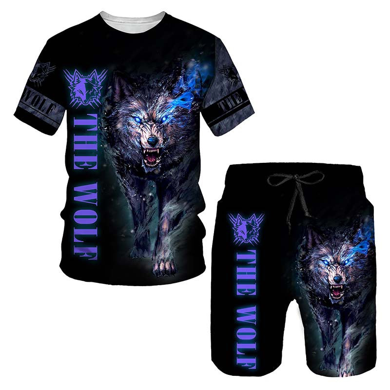 Men's 3D Lion Print Sportswear Set Colouronova