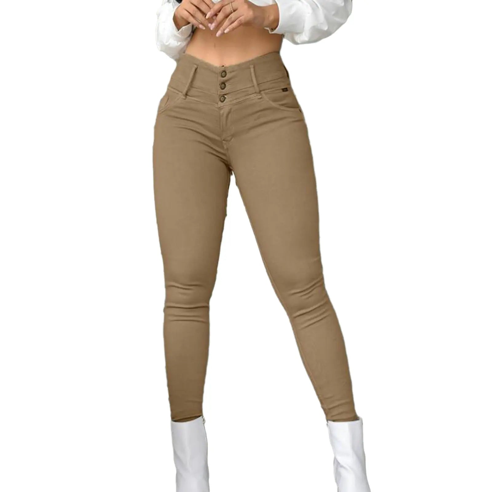 High-waisted Commuter Trousers Stylish Women's High Waist Pencil Pants Slim Fit Breathable Fabric Ankle Length Trousers - Colouronova