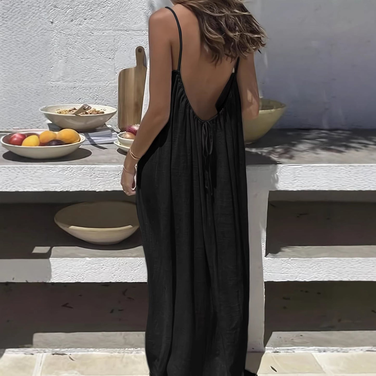 Womens Backless Loose Dress Colouronova