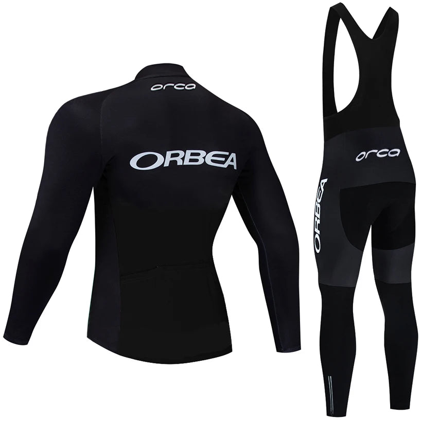 Winter 2025 BLACK Cycling Jersey ORBEA ORCA Bike Jacket Pants Men Thermal Fleece Team Ropa Ciclismo MTB Road Bicycle Clothing - Colouronova