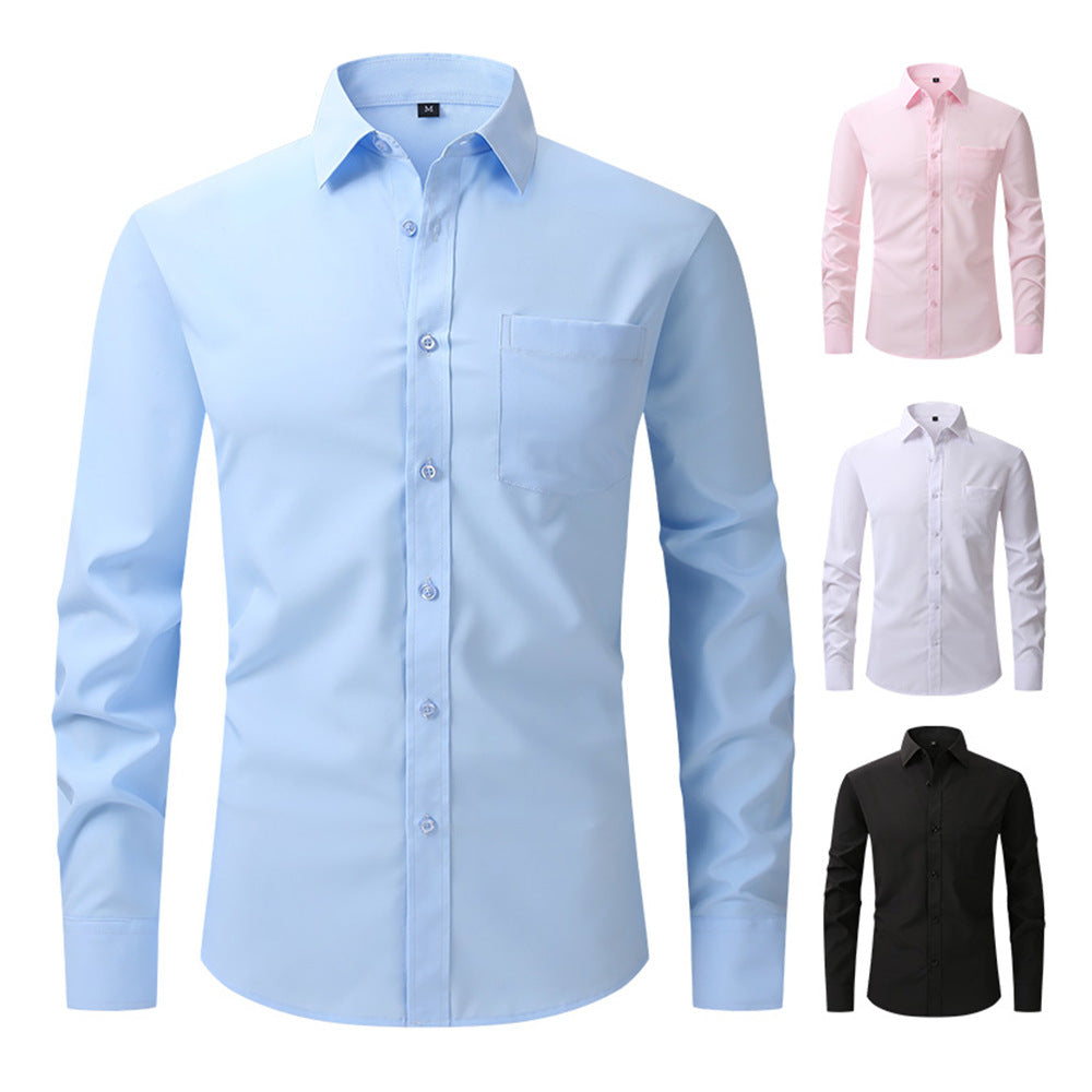 Men's Long-Sleeve Anti-Wrinkle Business Casual Shirt Colouronova