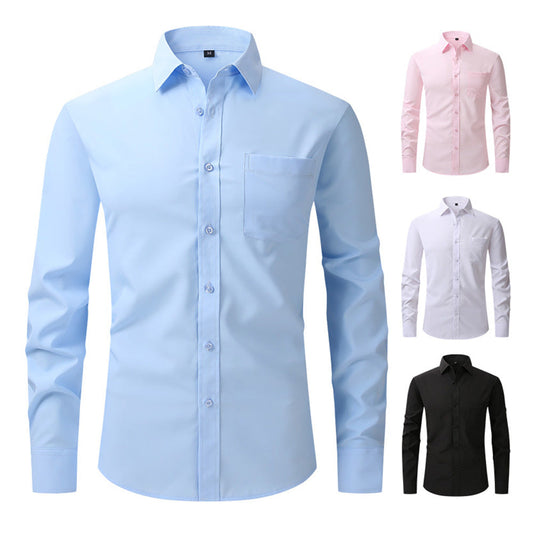 Men's Long-Sleeve Anti-Wrinkle Business Casual Shirt Colouronova