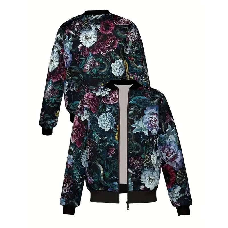 Retro Colorful Flower Jacket Men's Clothing Streetwear Graffiti Long Sleeve Jackets Harajuku Trend Autumn Casual Zipper Coat - Colouronova