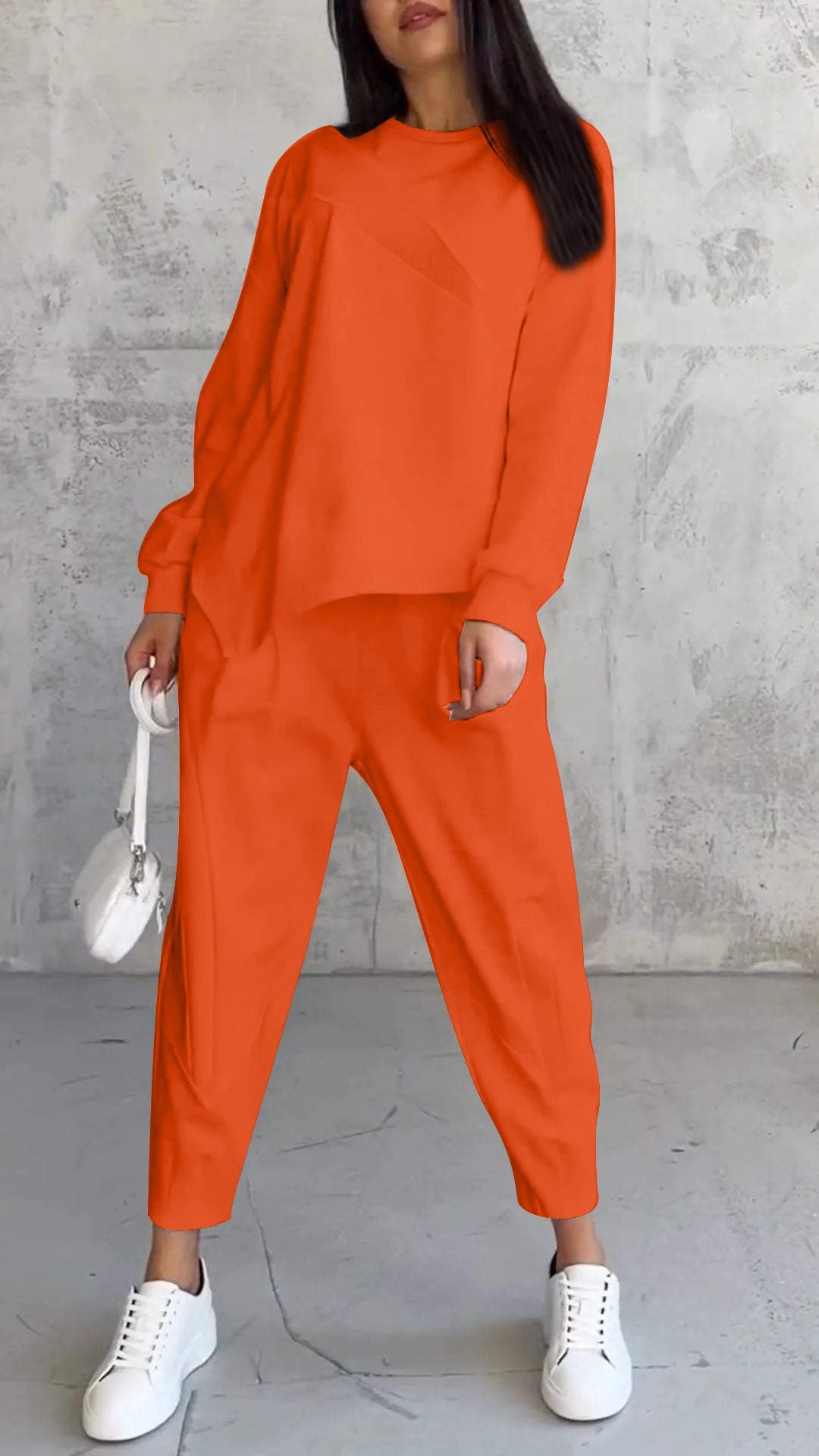 Womens Casual Round Neck Loose Long Sleeve Sweatshirt Suit Colouronova