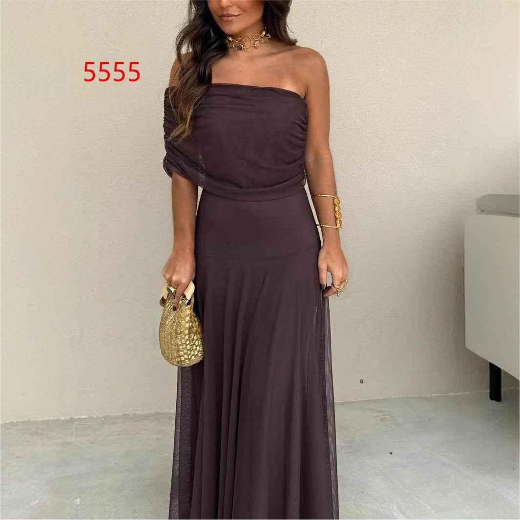 Elegant Mesh Patchwork Slim-Fit Dress