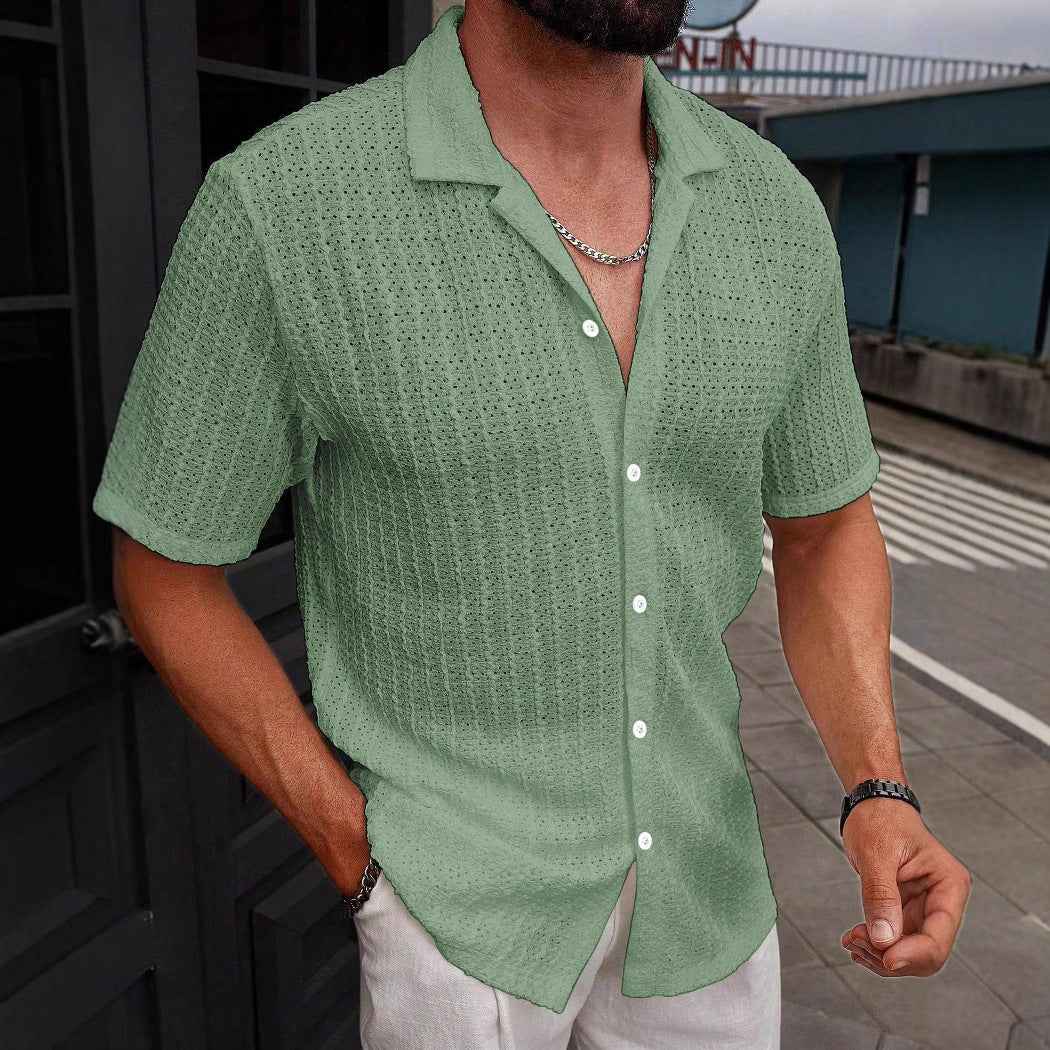 Collared short-sleeved casual shirt