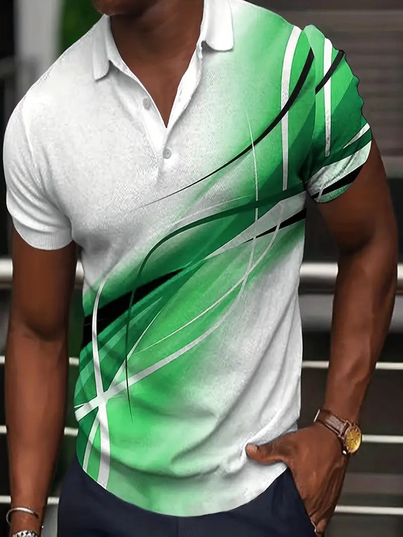 Printed buttoned short-sleeved shirt Colouronova