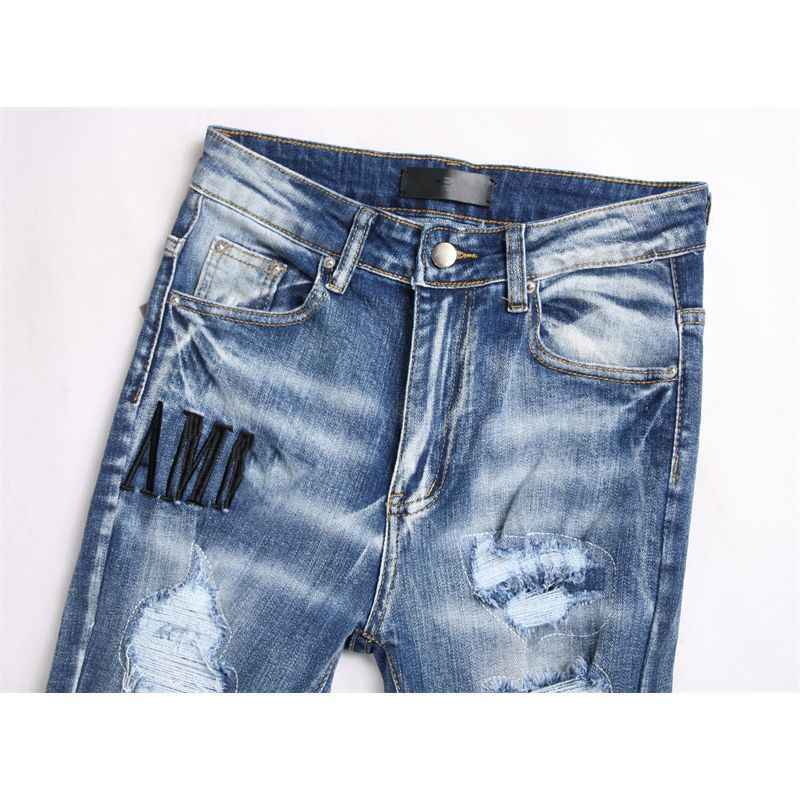 Embroidered Ripped Slim Fit Jeans Colouronova