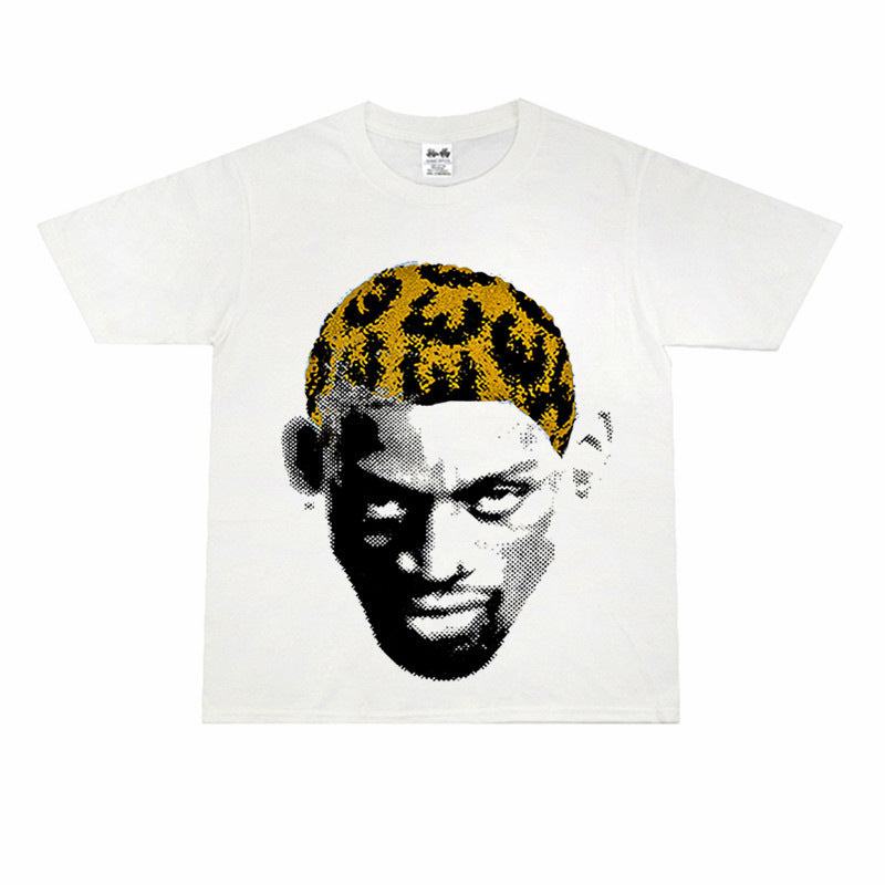 Vintage Basketball Player Print Cotton T-Shirt Colouronova