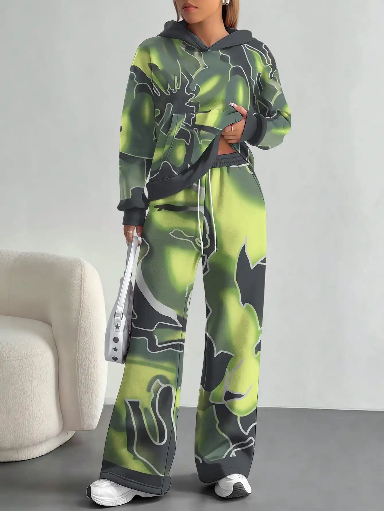2025 new yellow green camouflage sports style foreign trade comfortable fashion leisure outdoor European and American women's su - Colouronova
