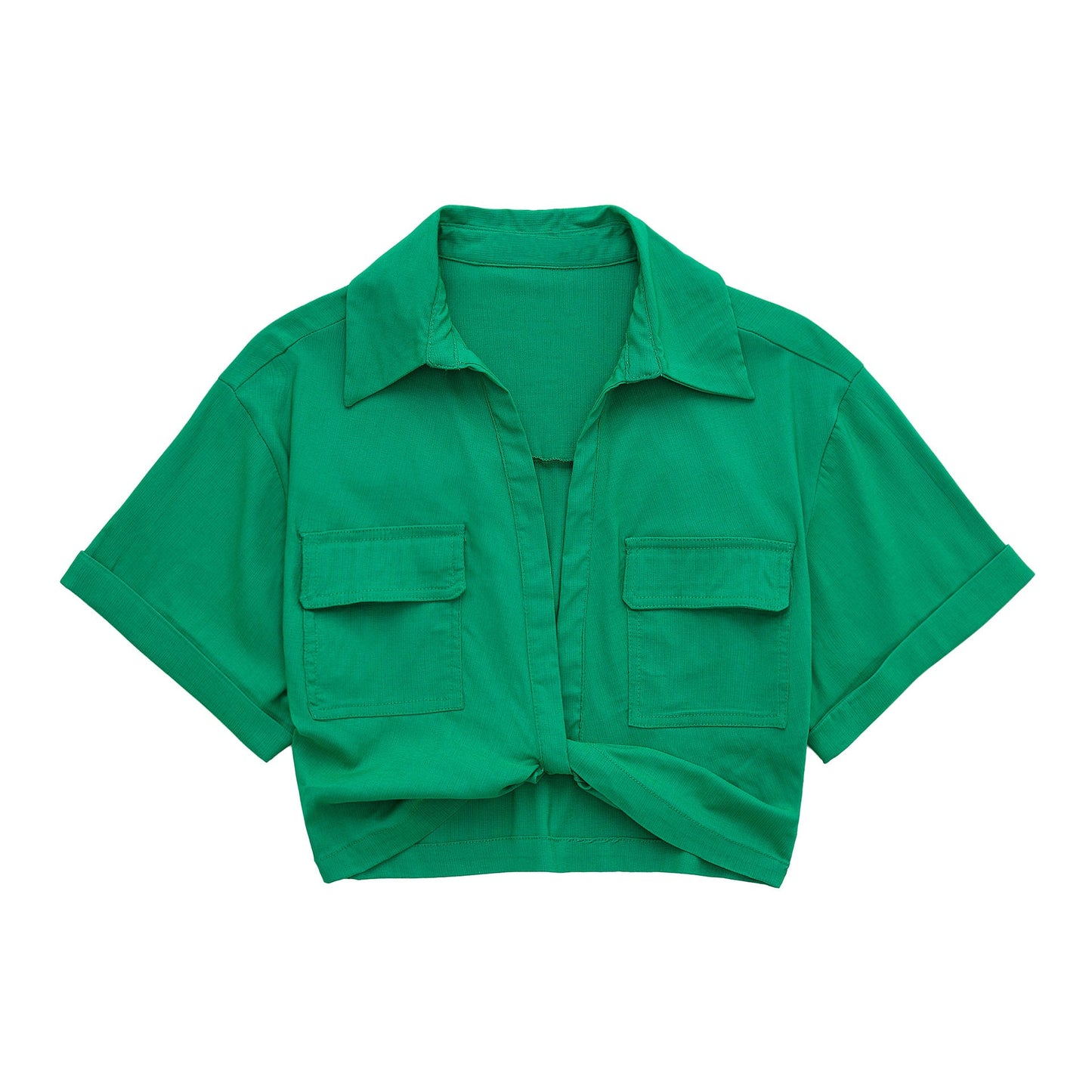 Stretch Linen Blend Short Shirt Colouronova