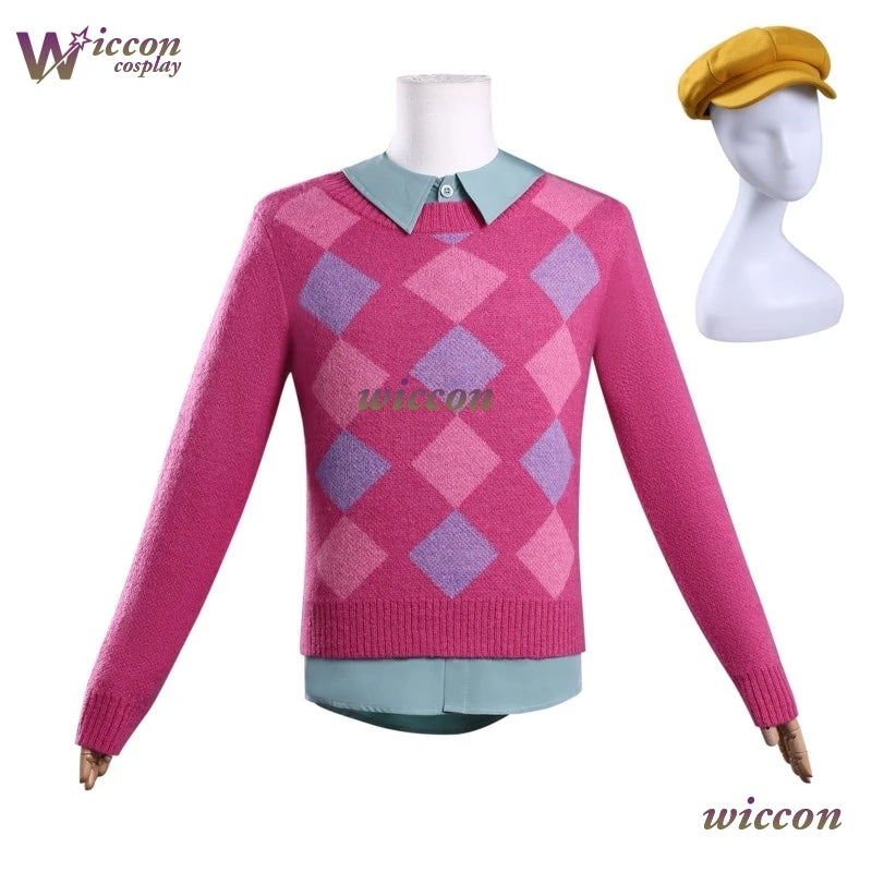 Kpop Demon Hunters Baby Saja Boys Cosplay Costume Wig Hat Set Pink Sweater Full Outfit Baby Wig Hat Men Halloween Xmas Roleplay - Colouronova