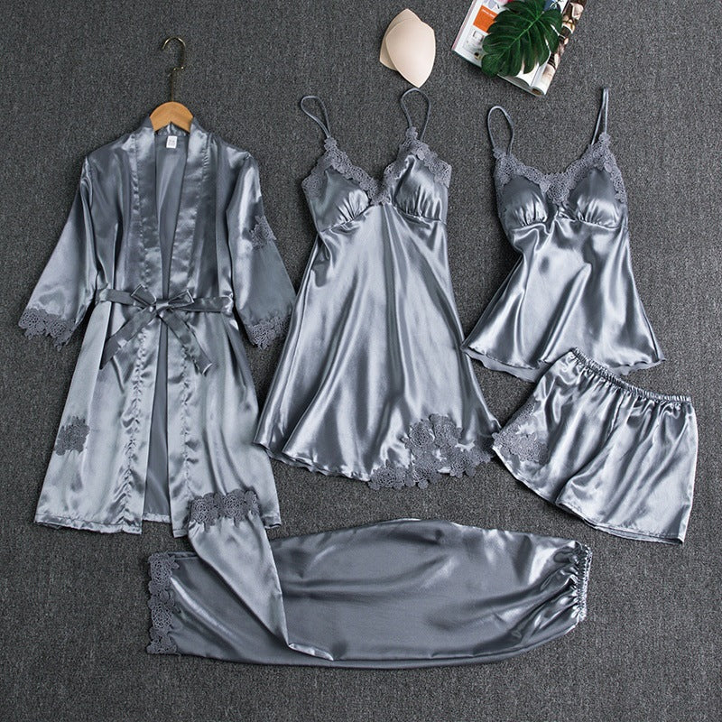 Womens Silk-like Pajama Set Colouronova
