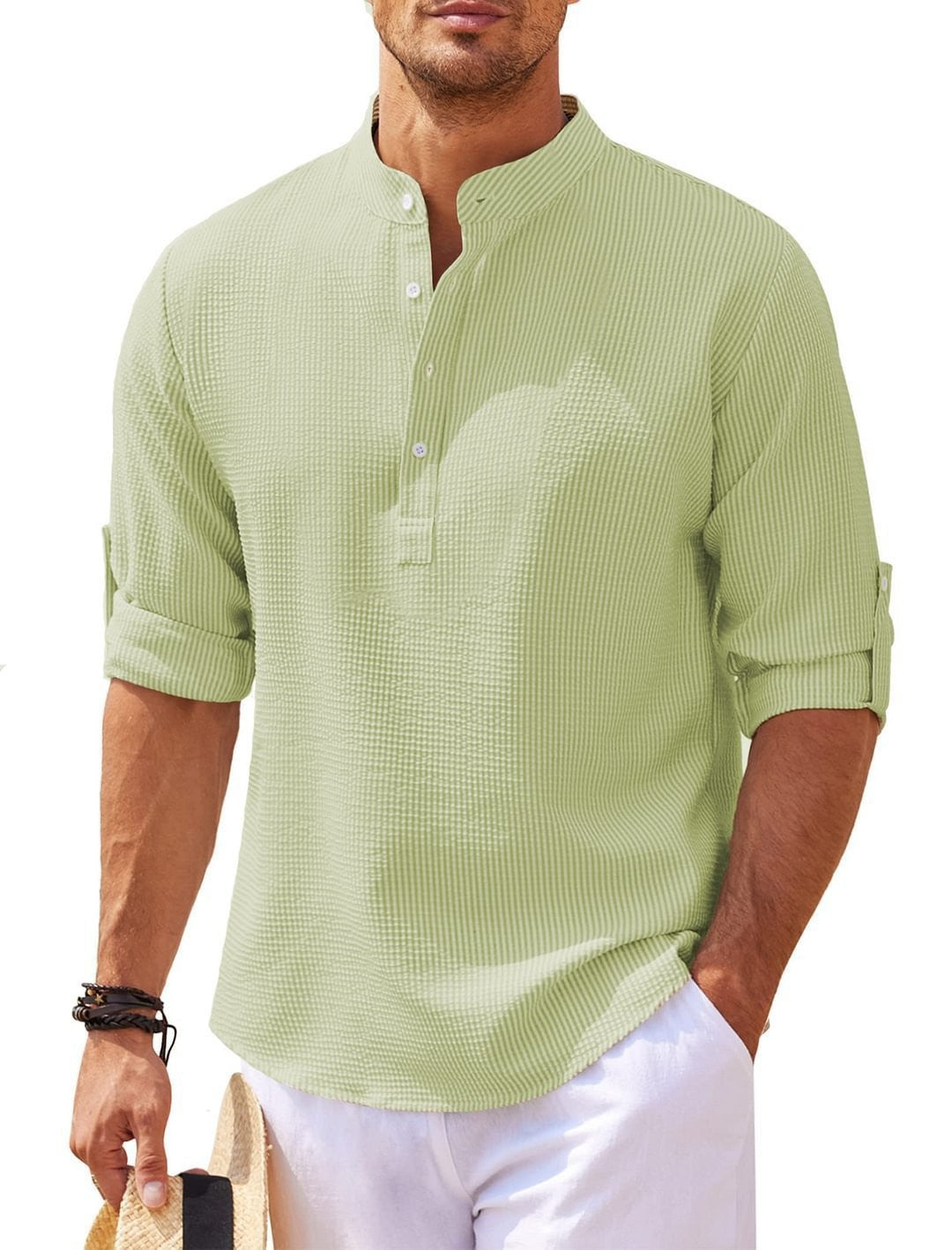 Men's long-sleeved shirt with stand-up collar Colouronova