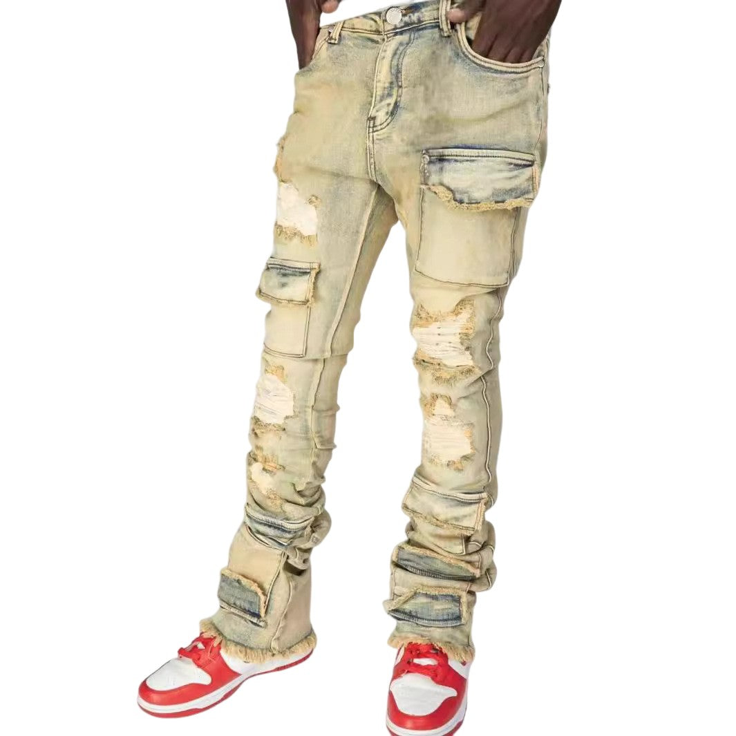 Straight-fit stretch denim pants Colouronova
