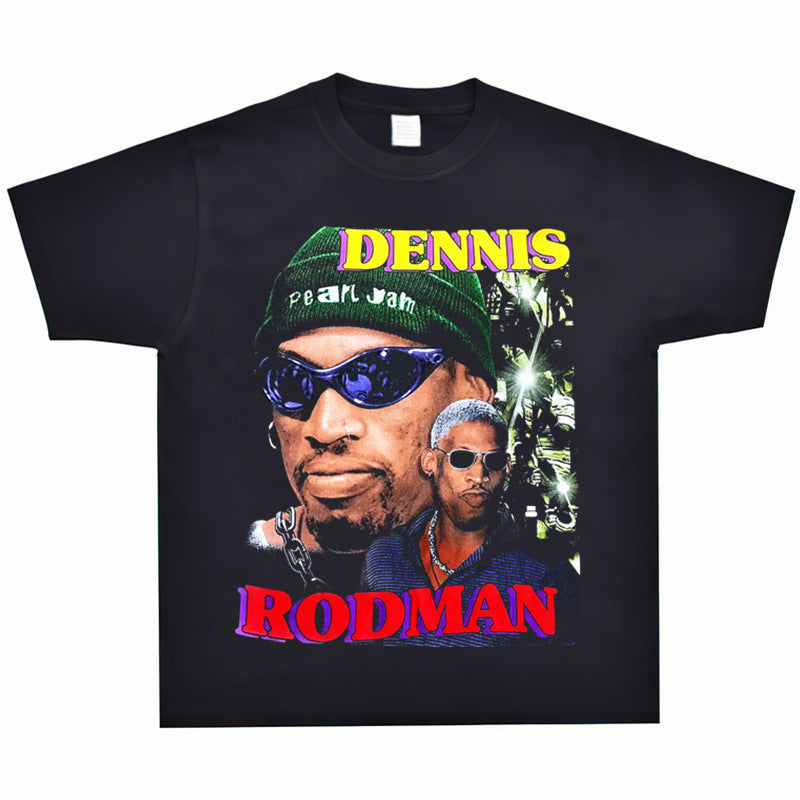Vintage Basketball Player Print Cotton T-Shirt Colouronova
