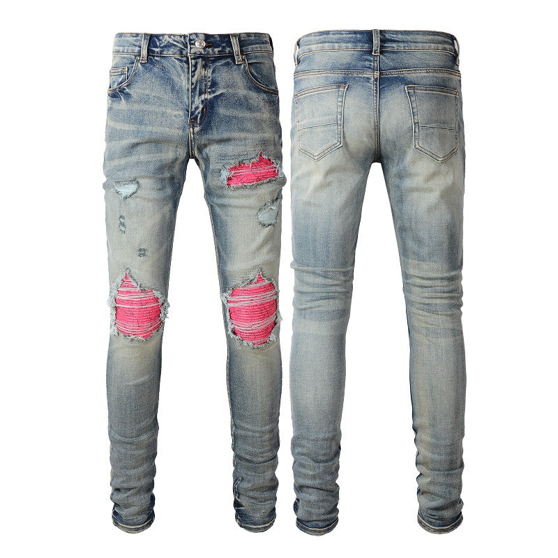 blocked ripped men's jeans Colouronova