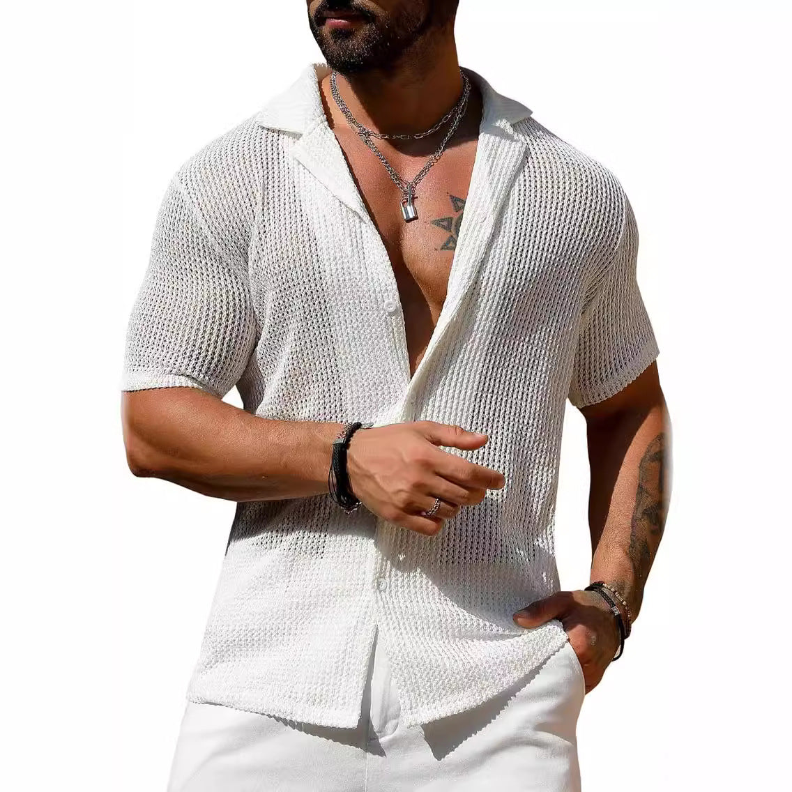 Mens Knitted Shirt Colouronova